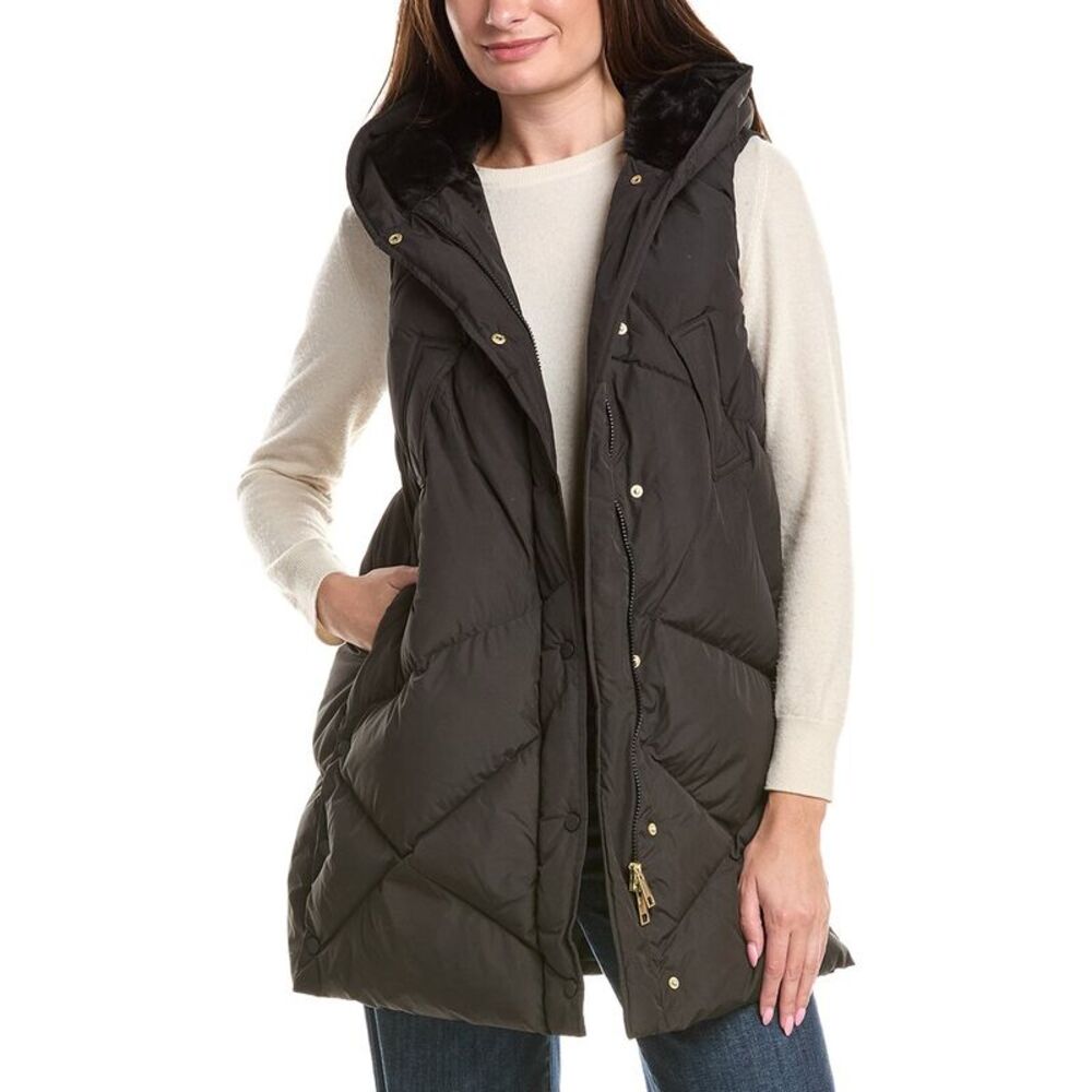 Picadilly Womens  Hooded Long Vest, Black